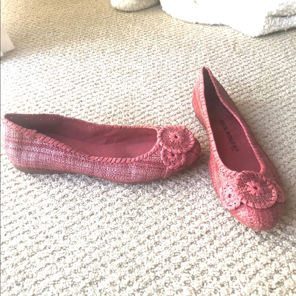 Jack Rogers coral rafia ballet flat 7.5
